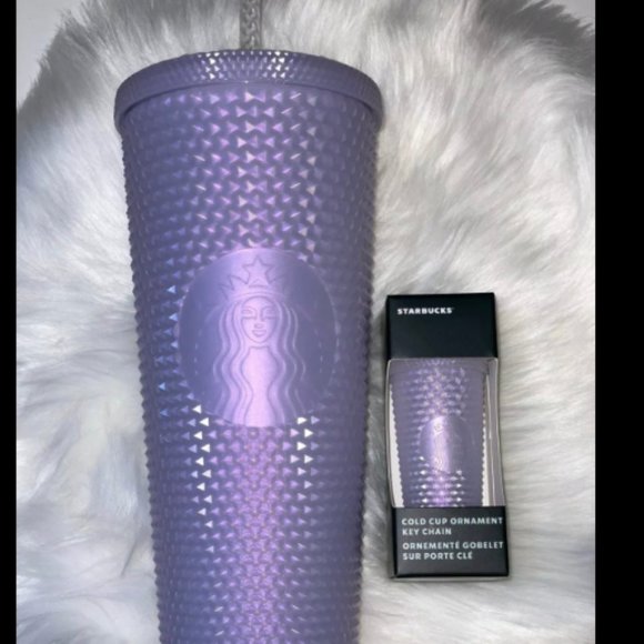 STARBUCKS VENTI STUDDED - Icy Purple Lilac (White) Tumbler + Ornament Key chain